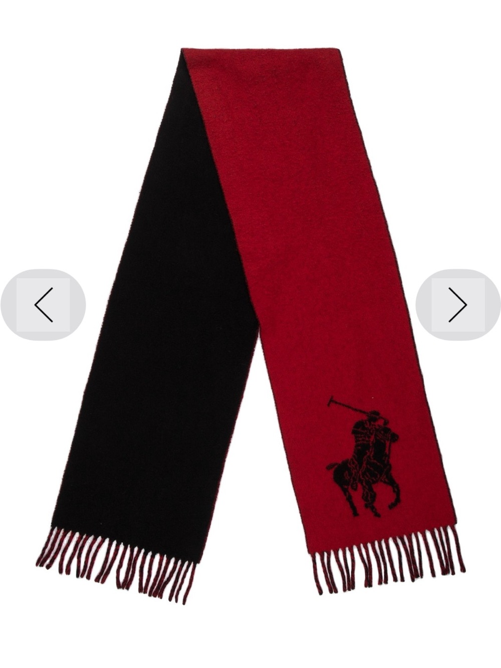 Polo by Ralph Lauren Black and Red Colorblock Lambswool Scarf